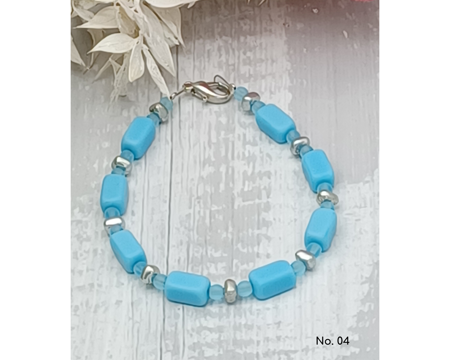 Armband Glasperlen Perlen Rechteck 4mm Perle- Nicole