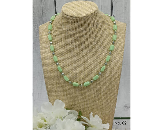 Halskette Glasperlen Perlen Rechteck 4mm Perle- Nicole