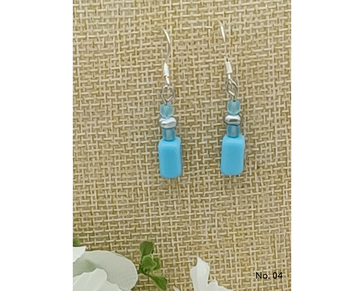 Ohrring Glasperlen Perlen Rechteck 4mm Perle- Nicole