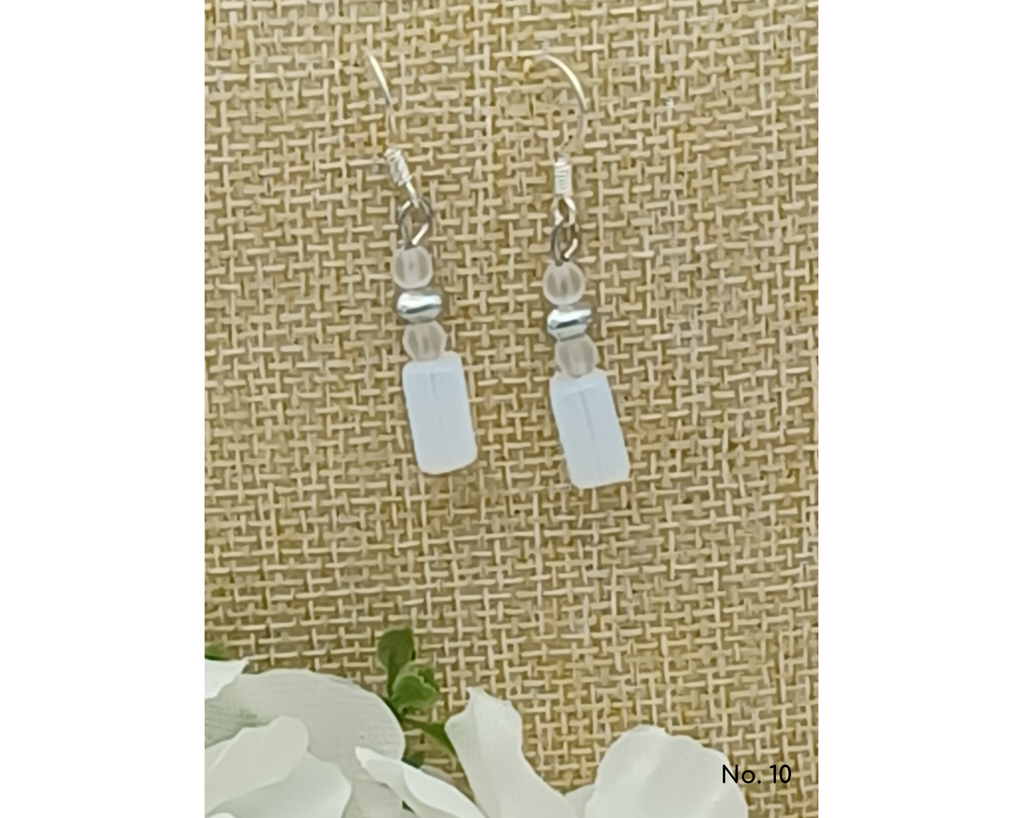 Ohrring Glasperlen Perlen Rechteck 4mm Perle- Nicole