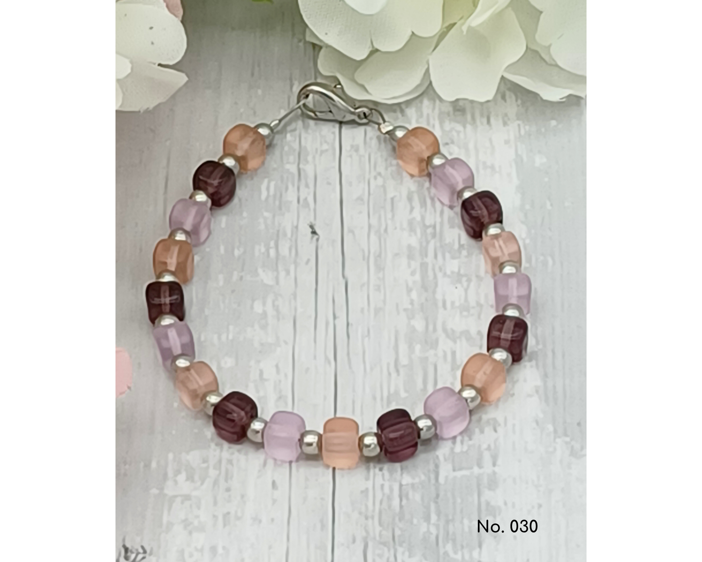 Armband Glasperlen, Würfelform, Lillie