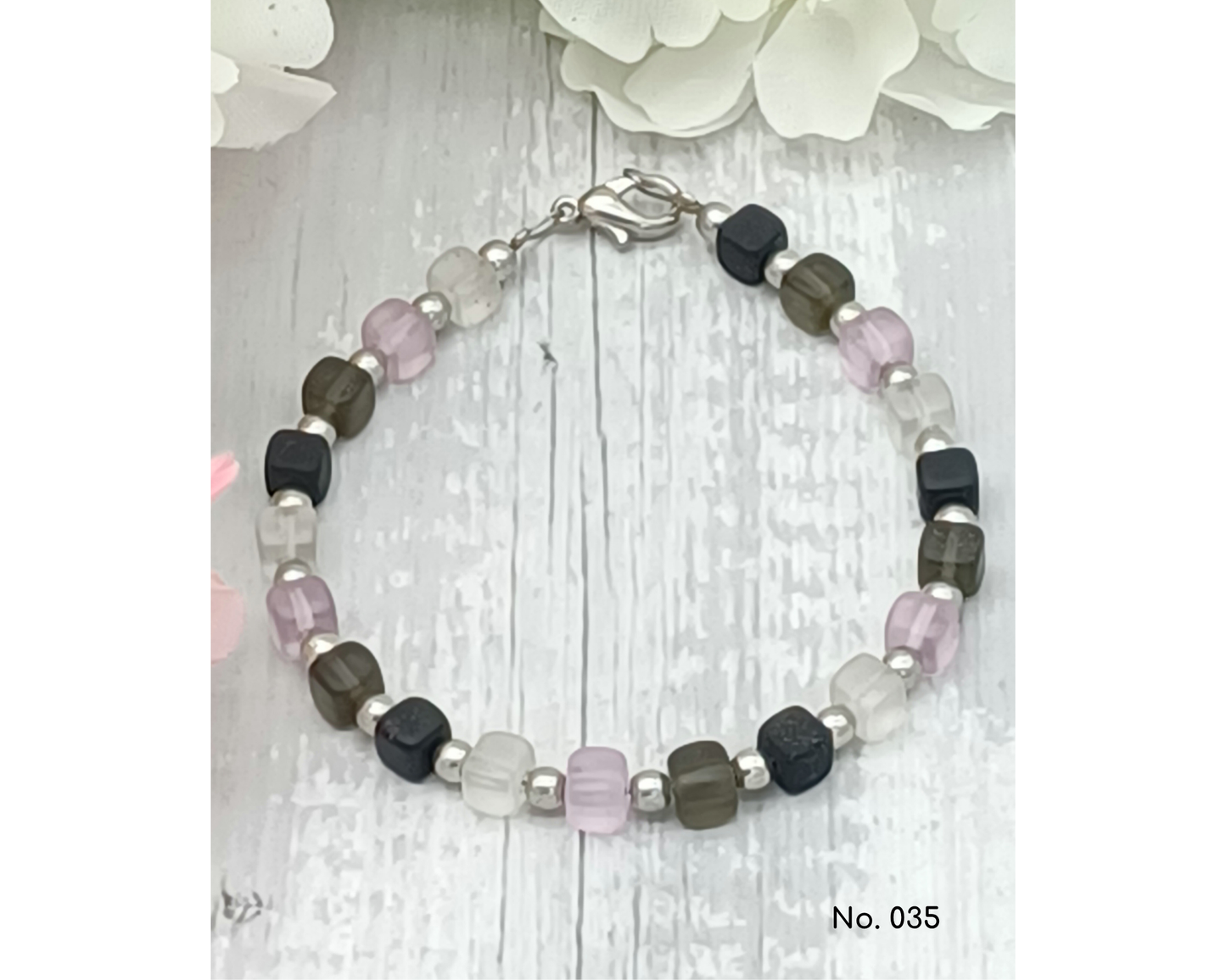 Armband Glasperlen, Würfelform, Lillie