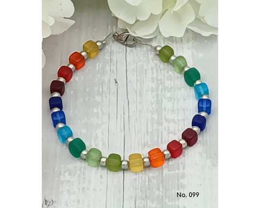 Armband Glasperlen, Würfelform, Lillie