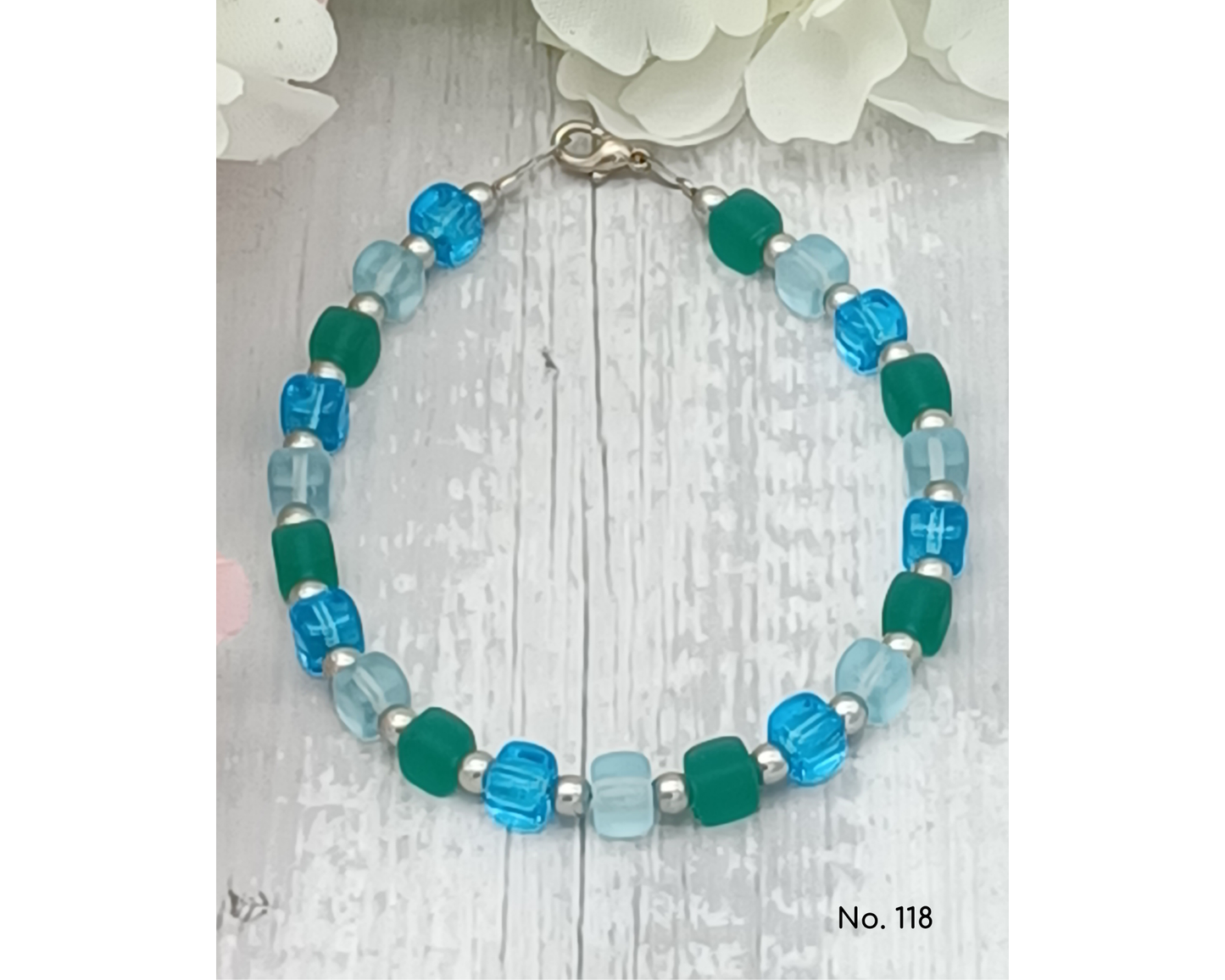 Armband Glasperlen, Würfelform, Lillie