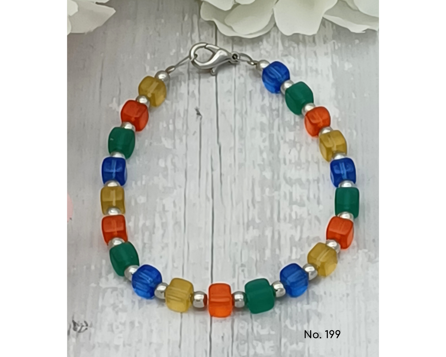 Armband Glasperlen, Würfelform, Lillie