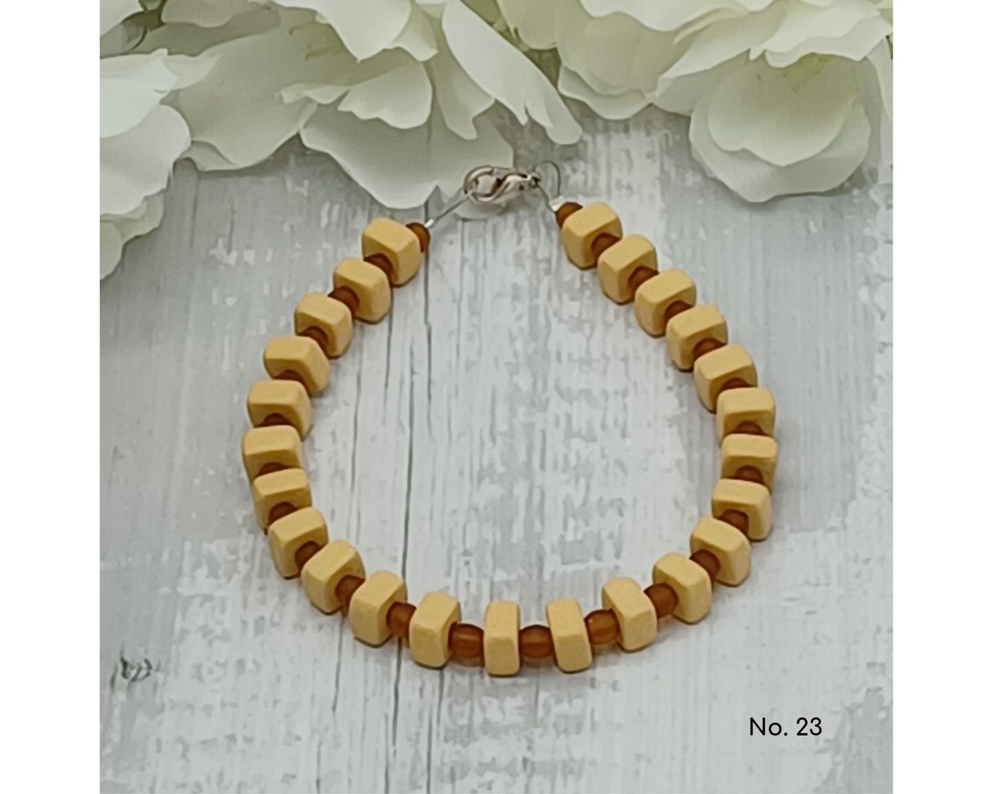 Armband Keramik Perlen Linse 6mm- Ella