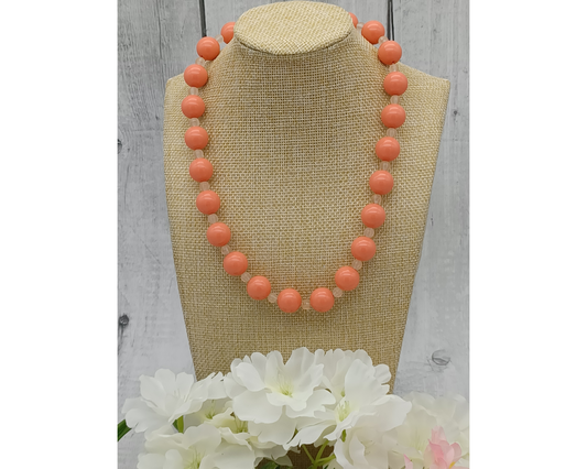 Halskette Acrylperlen, 14 mm lachs, Alma