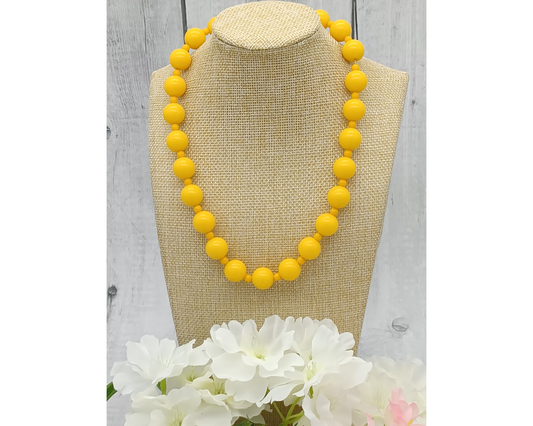 Halskette Acrylperlen, 14 mm gelb, Amila