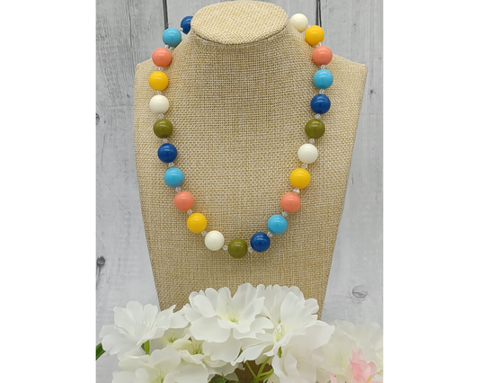 Halskette Acrylperlen - 14 mm Kugel, Cleo