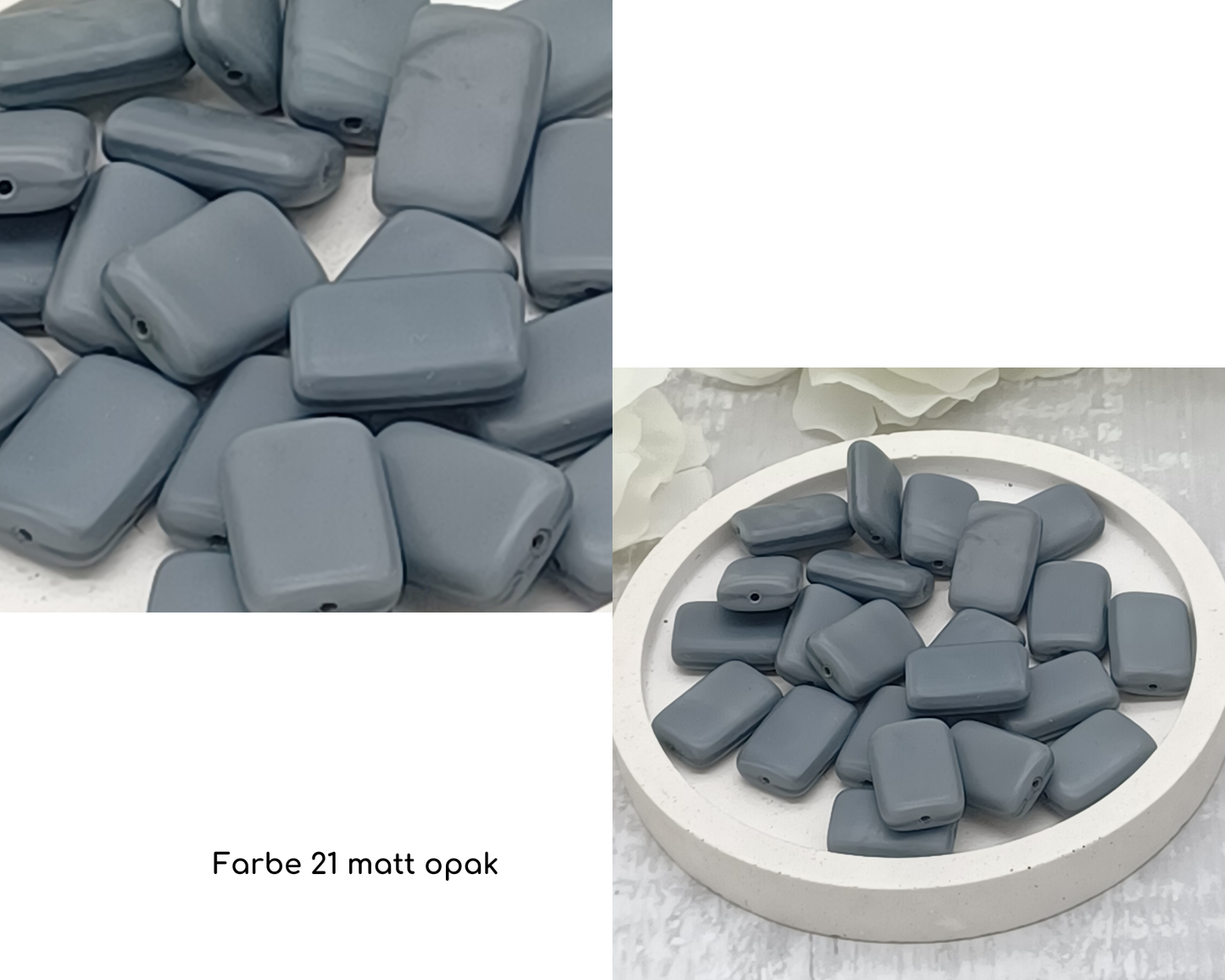 Plättchen Rechteck lang flach, opak 5 Stück