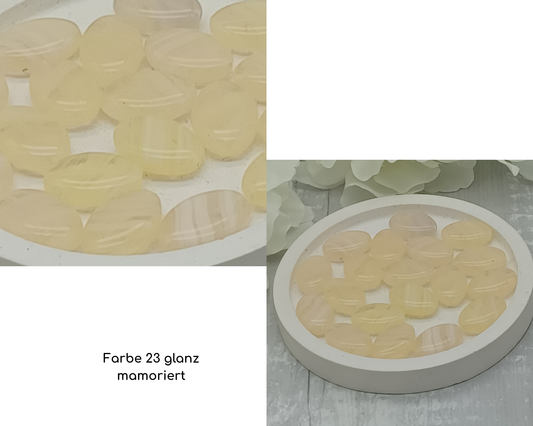 Plättchen, flach olive, glanz-matt mamoriert, 6 Stück