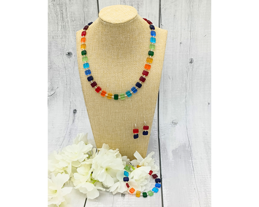 Halskette Glasperlen, Klassiker in Kissenform, Anna