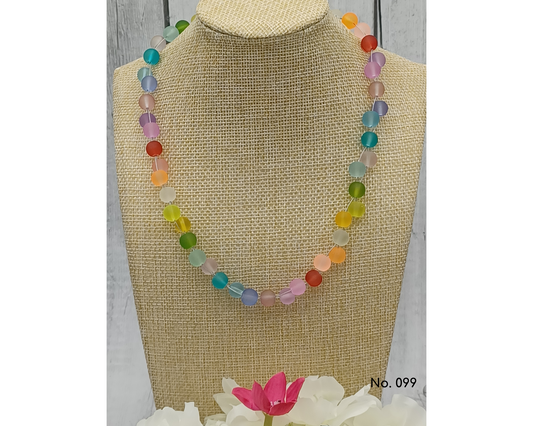 Halskette Glasperlen, matt gefrostet 8mm, Regina