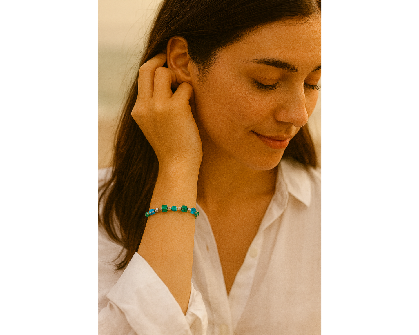Armband Glasperlen, Würfelform gewuselt, Mira