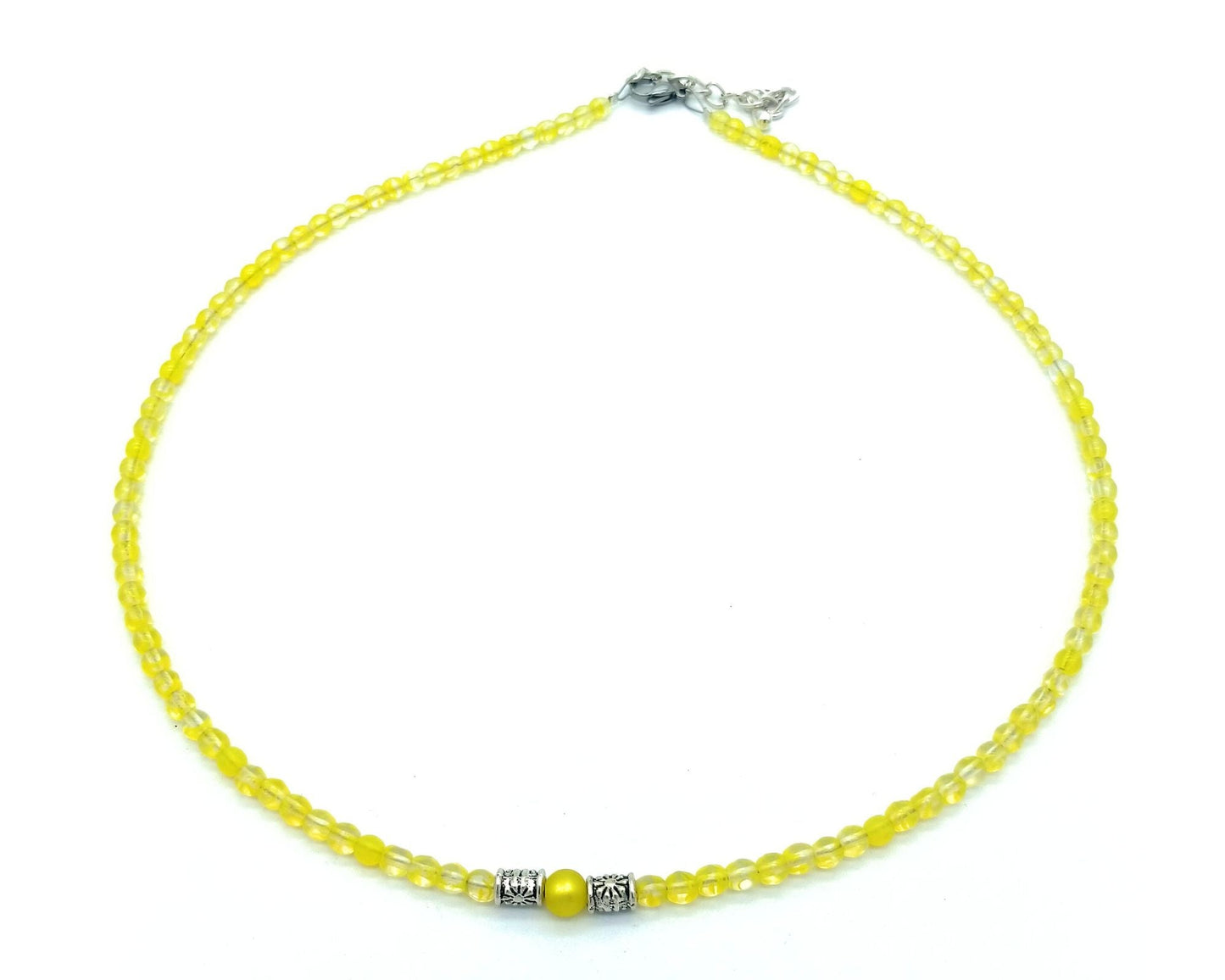 perleperle Modeschmuck handgefertigt K523 Polariskette - mit böhmischen Glasperlen, 4 mm 11 uni gelb