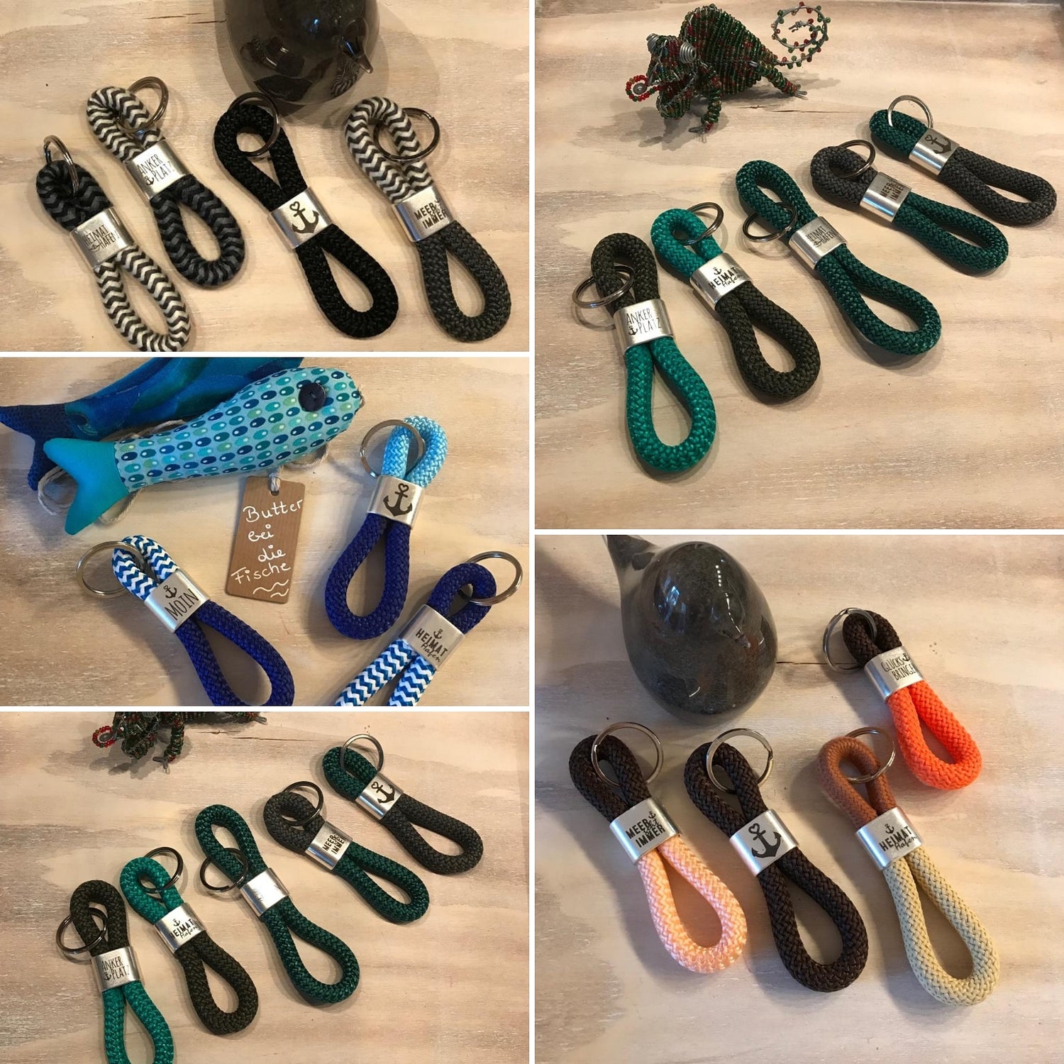 Schlüsselanhänger Segelseil Perle-Perle handgefertigter Modeschmuck