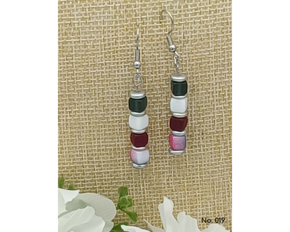 Ohrringe Glasperlen, Würfel mit Silberlinse, Celine
