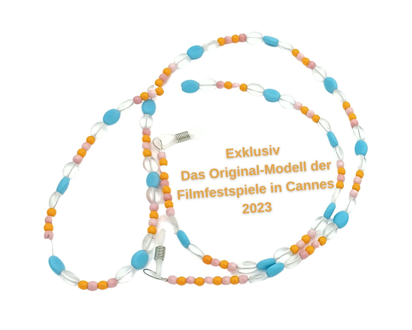 Brillenkette aus kleinen böhmischen Glasperlen und Bohnenform- mehrfarbig
