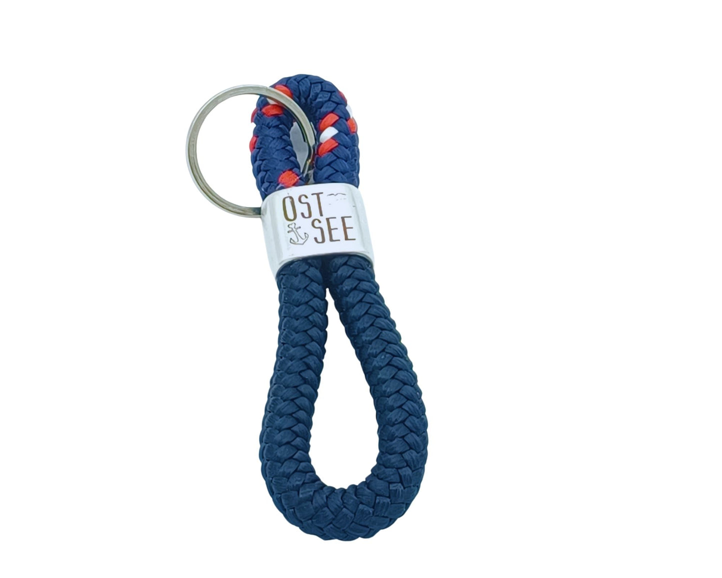 Segelseil Schlüsselanhänger, blau / blau rot weiß, Ostsee