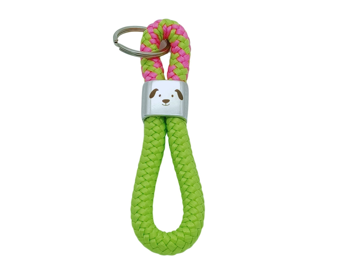 Segelseil Schlüsselanhänger, pink / grün, Hund