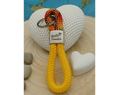 Segelseil 8er Schlüsselanhänger 10mm, beste Freundin gelb orange rot