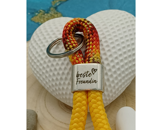 Segelseil 8er Schlüsselanhänger 10mm, beste Freundin gelb orange rot