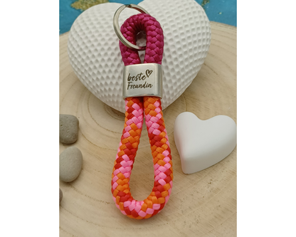 Segelseil 8er Schlüsselanhänger 10mm, beste Freundin pink rot