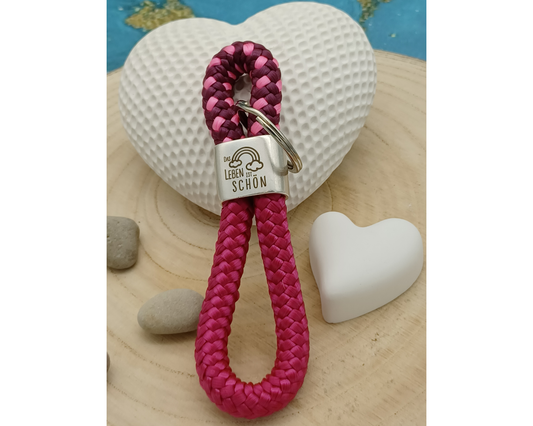 Segelseil 8er Schlüsselanhänger 10mm, das Leben ist schön pink rosa