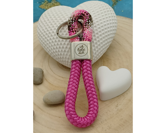 Segelseil 8er Schlüsselanhänger 10mm, ich liebe Dich, pink creme
