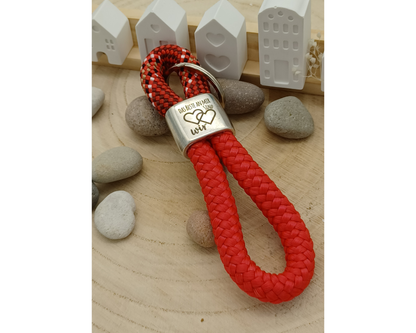 Segelseil 8er Schlüsselanhänger 10mm, rot schwarz, das Beste an mir sind wir
