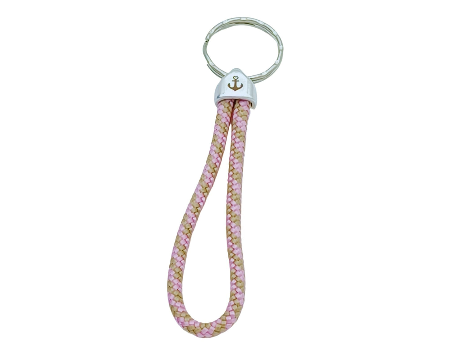Segelseil Schlüsselanhänger 5mm Einfachschlaufe, rosa braun, Anker