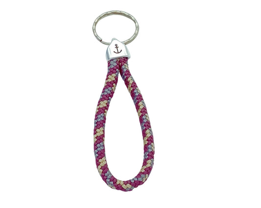 Segelseil Schlüsselanhänger 5mm Einfachschlaufe, rosa braun grau, Anker