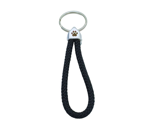 Segelseil Schlüsselanhänger 5mm Einfachschlaufe, schwarz, Pfote