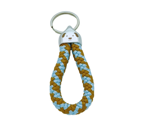 Segelseil Schlüsselanhänger 10mm Einfachschlaufe, braun blau, Hund