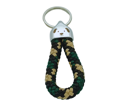 Segelseil Schlüsselanhänger 10mm Einfachschlaufe, grün braun schwarz, Hund