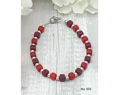 Armband Glasperlen, Würfelform, Lillie