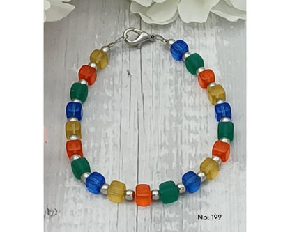 Armband Glasperlen, Würfelform, Lillie