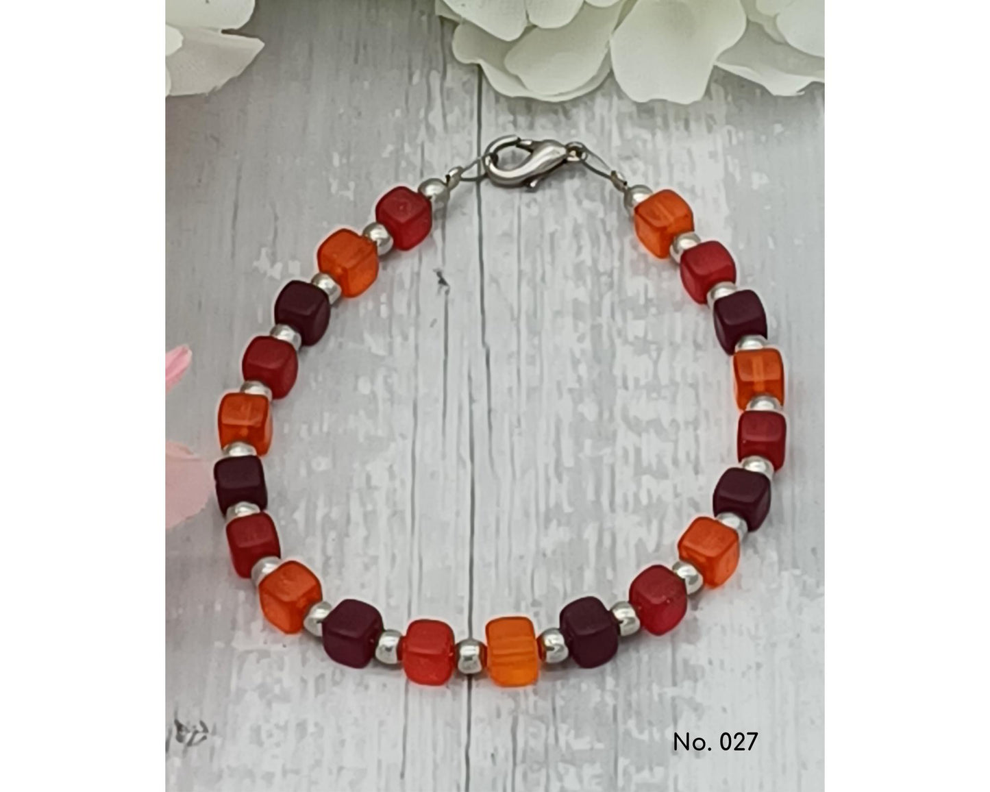Armband Glasperlen, Würfelform, Lillie