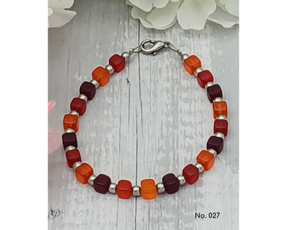 Armband Glasperlen, Würfelform, Lillie