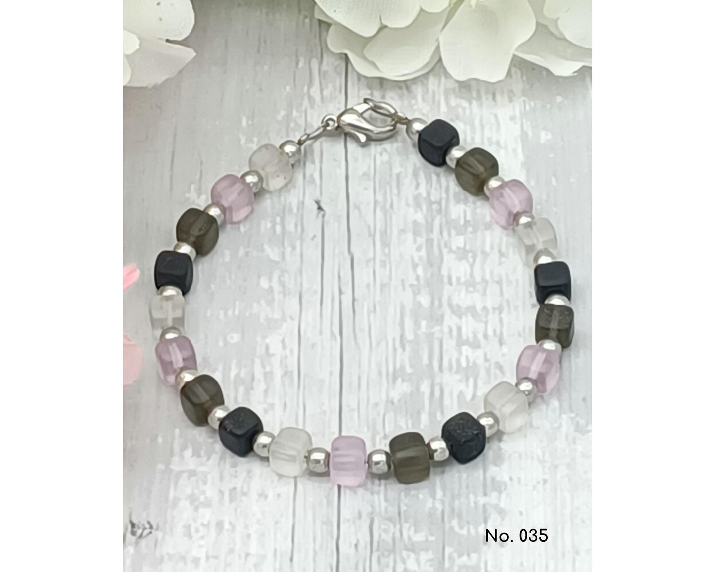 Armband Glasperlen, Würfelform, Lillie