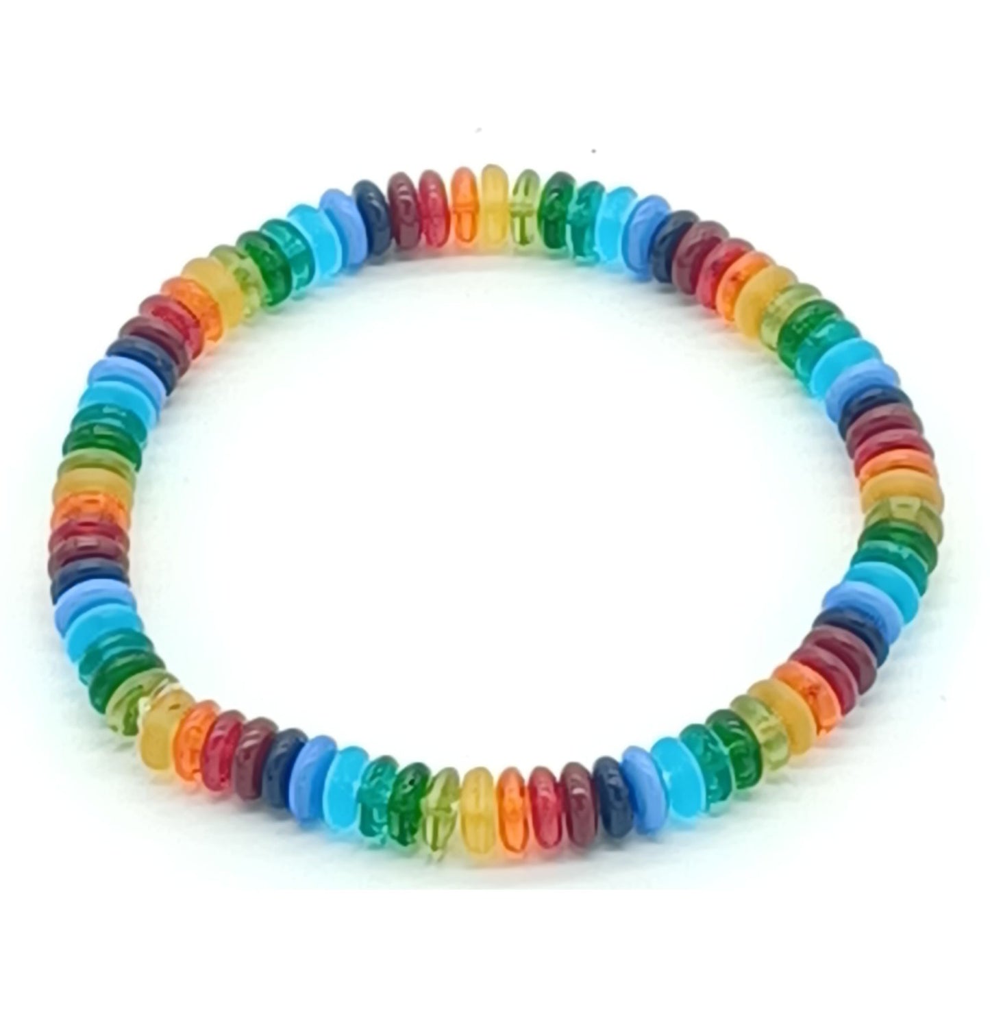 Armband böhmische Glasperlen 6mm Linsen - bunt
