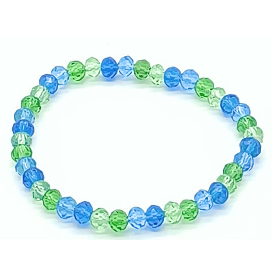 Armband böhmische Glasperlen 6mm facettiert - bunt- blau