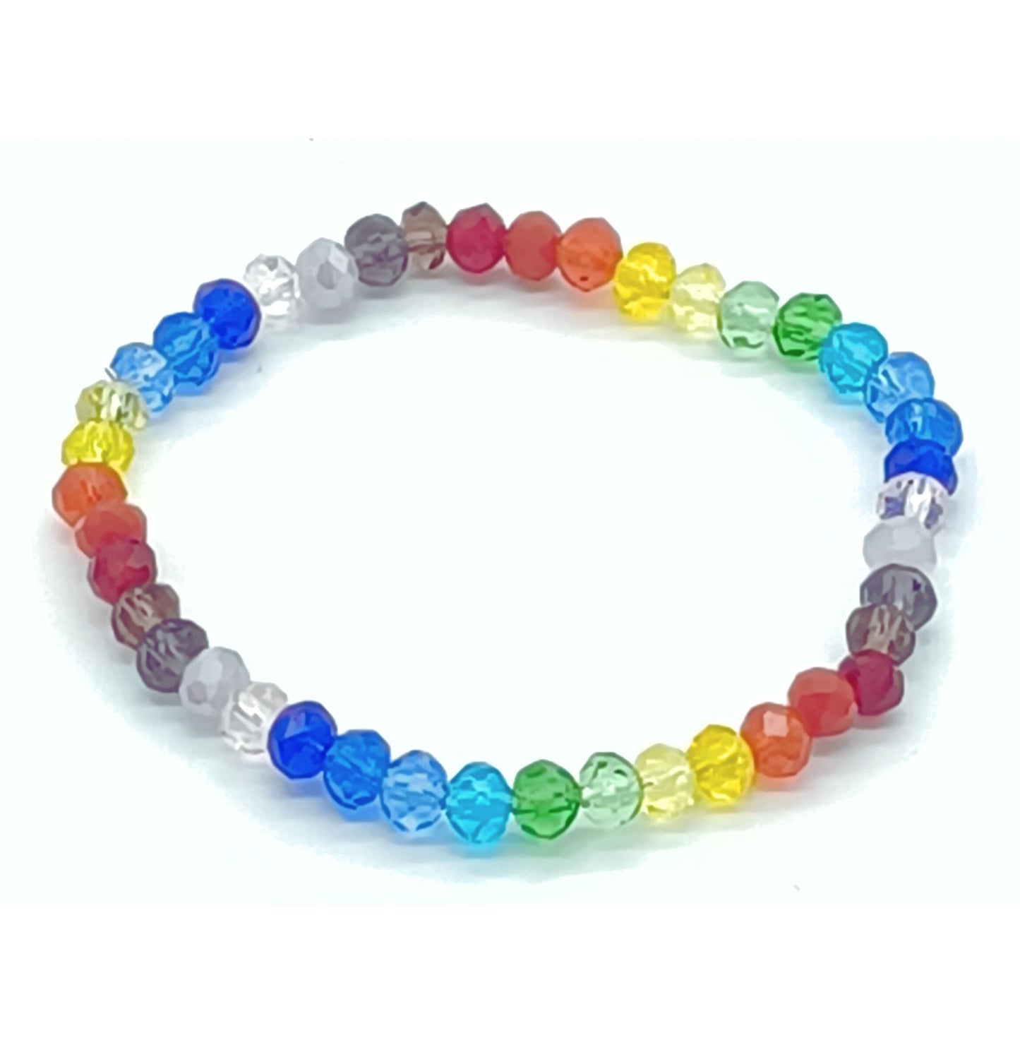 Armband böhmische Glasperlen 6mm facettiert - bunt- blau