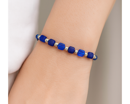 Armband Glasperlen, Würfelform, Lillie