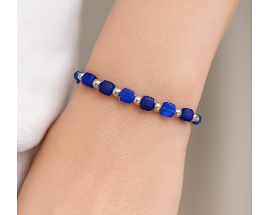 Armband Glasperlen, Würfelform, Lillie
