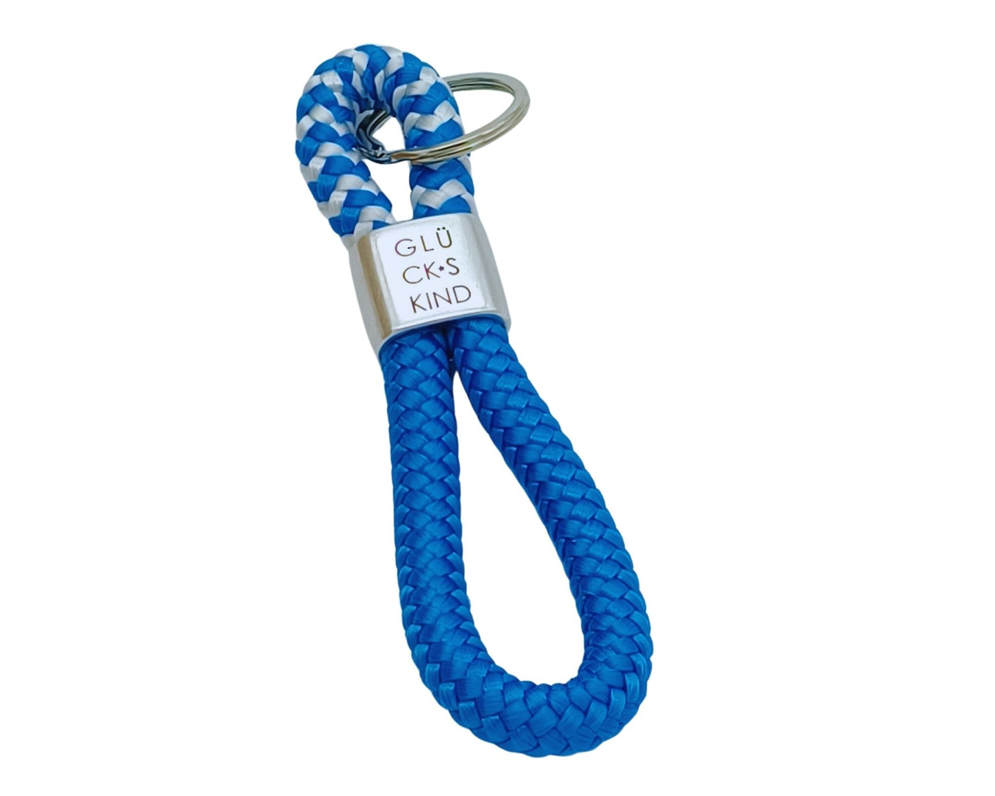 Segelseil Schlüsselanhänger, blau / blau weiß, Glückskind