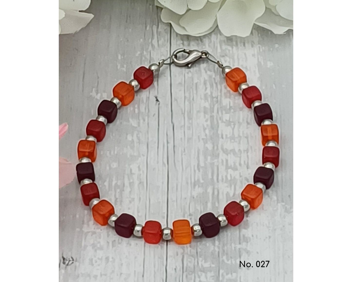 Armband Glasperlen, Würfelform, Lillie