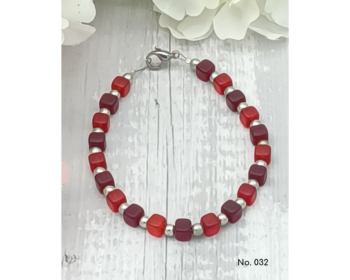 Armband Glasperlen, Würfelform, Lillie