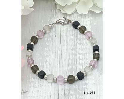 Armband Glasperlen, Würfelform, Lillie