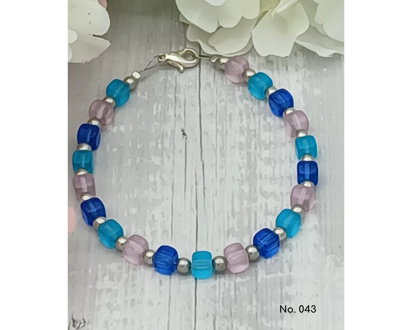 Armband Glasperlen, Würfelform, Lillie
